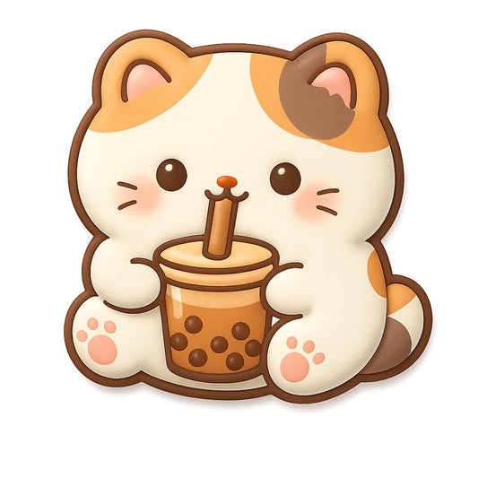 Kawaii Cat Drinking Soda Cookie Cutter - 4x3.8" Fun Baking Design for Kids
