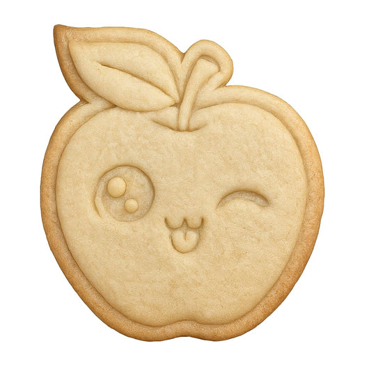 Kawaii Apple Cookie Cutter & Stamp 4x3.5" for Baking Fondant Clay Embosser