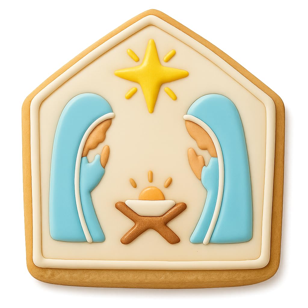 Nativity Scene Cookie Cutter - 4x3.8" Holiday Baking Fun Kitchen Tool
