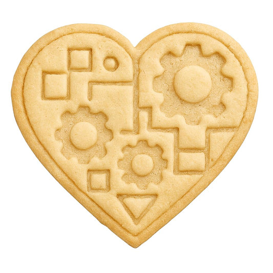 Steampunk Heart with Gears Cookie Cutter & Stamp 4x3.7" for Baking Fondant Clay