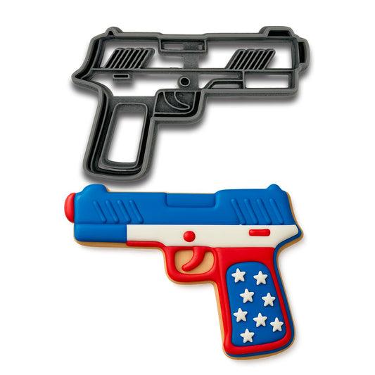 Hand Gun Cookie Cutter Mold (4.75x3") - Perfect for Gun-Themed Baking or Crafts