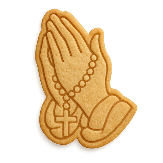 Mighty Gadget Praying Hands with Rosary Cookie Cutter & Stamp - 4x2.8" Inspiring Design for Religious Events (Random Color)