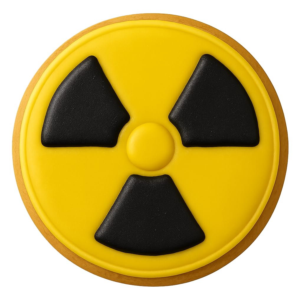 Mighty Gadget Biohazard Radiation Cookie Cutter & Stamp Set - 4x4" Science Symbol Mold for Bakers & Crafters (Random Color)