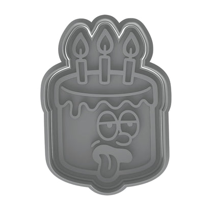 Funny Birthday Cake Cookie Cutter & Stamp 4x2.7" for Baking & Fondant Clay