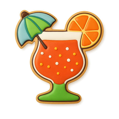 Mighty Gadget Tropical Cocktail Glass Cookie Cutter & Stamp - 4x3.78" Summer Drink Shape for Party Cookies & Fondant (Random Color)