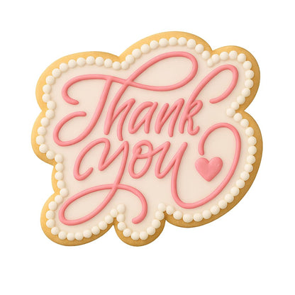 Mighty Gadget Elegant Thank You Cookie Cutter & Stamp - 4x3.76" Script Message Cookie Mold (Random Color)