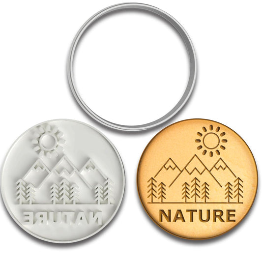 Nature Escape Mountain & Tree Cookie Cutter - 3.75x3.75 Inches, Perfect for Outdoor and Adventure Baking