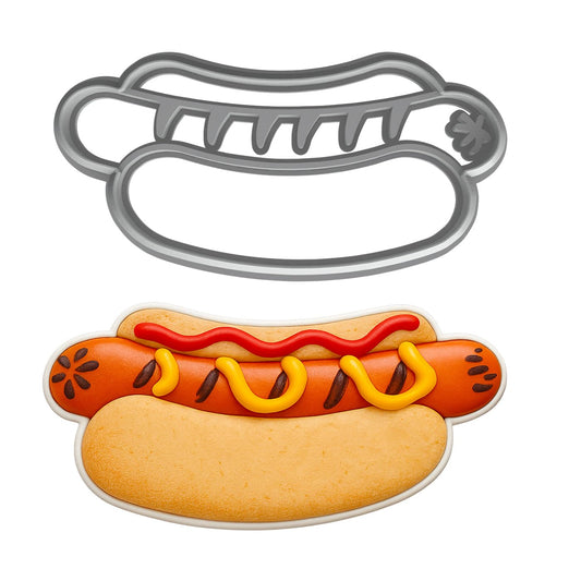 Mighty Gadget Hot Dog Cookie Cutter - 4x1.85" Sausage Bun Biscuit Mold for BBQ Party Baking (Random Color)