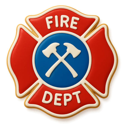 Maltese Cross Fire Dept. Cookie Cutter & Stamp - 4x4", Firefighter-Themed Baking Tool