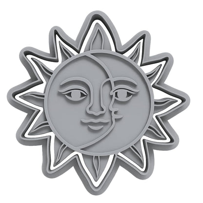 Mighty Gadget Celestial Sun and Moon Cookie Cutter & Stamp - 4x4" Heavenly Design for Lunar Celebrations (Random Color)