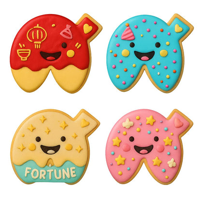 Mighty Gadget Happy Fortune Cookie Shape Cookie Cutter & Stamp - 4x3.2" Easy Release for Fun Baking Adventures (Random Color)