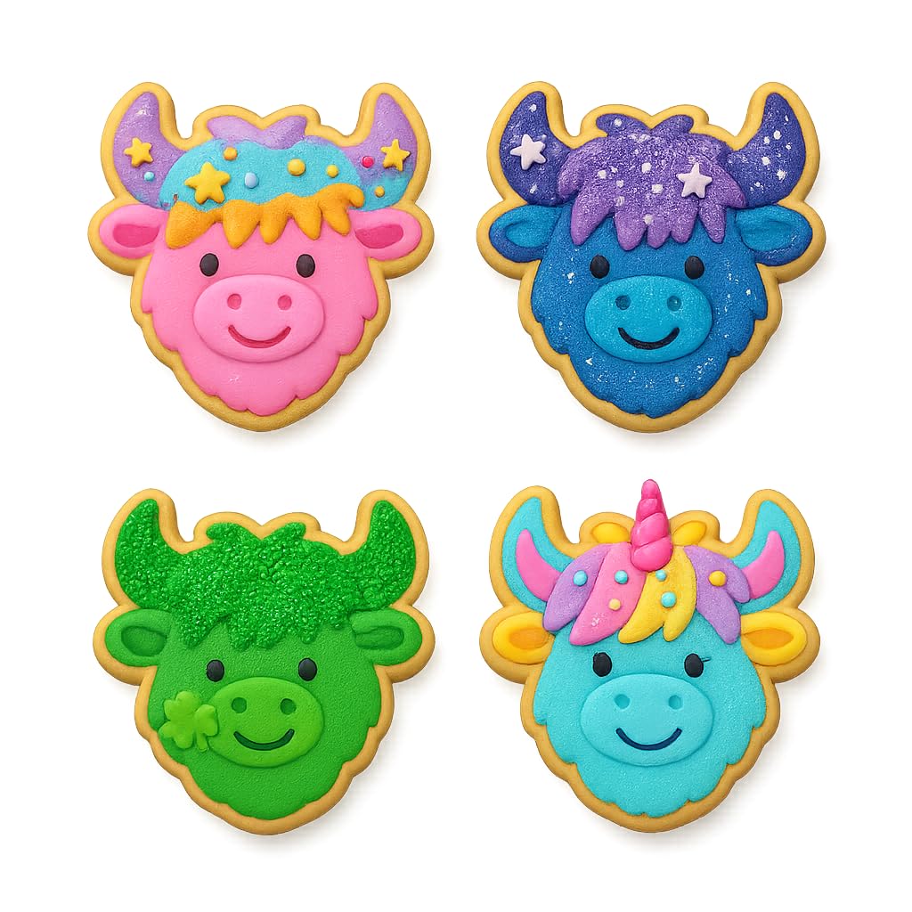 Mighty Gadget Highland Cow Head Cookie Cutter & Stamp - 4x3.2" Cute Cow Design for Rustic Baking Themes (Random Color)