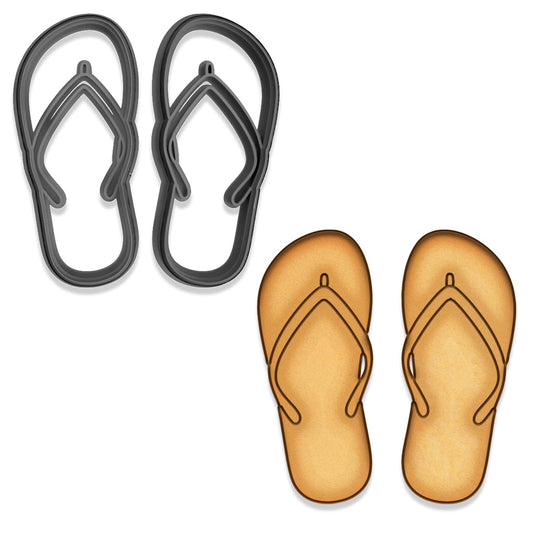Flip-Flop Sandals Cookie Cutter Set - 4" Tall, Beach Theme Cookie Molds for Summer Baking (Random Color)