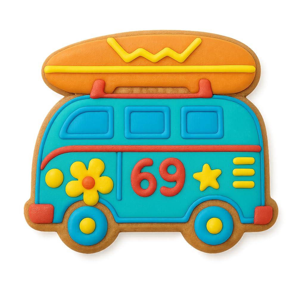 Surf Van Adventure Cookie Cutter & Stamp 3x3.5" for Baking & Fondant Clay Gifts