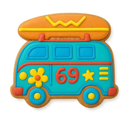 Surf Van Adventure Cookie Cutter & Stamp 3x3.5" for Baking & Fondant Clay Gifts