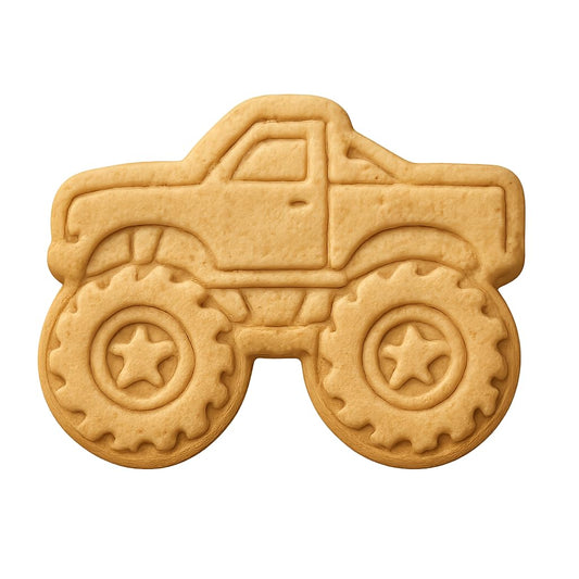 Mighty Gadget Monster Truck Cookie Cutter & Stamp - 4x3.2" Rugged Fun for Kids' Birthdays (Random Color)