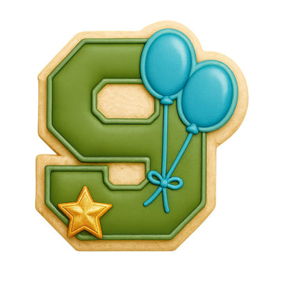 Mighty Gadget Number 9 with Balloons Cookie Cutter for 9 Year Old - 4x3.63" Birthday Celebration Mold (Random Color)
