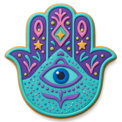 Mystic Hamsa Cookie Cutter with Evil Eye Design - 4x3.72", Spiritual Symbol for Cookies, Fondant & Crafts (Random Color)