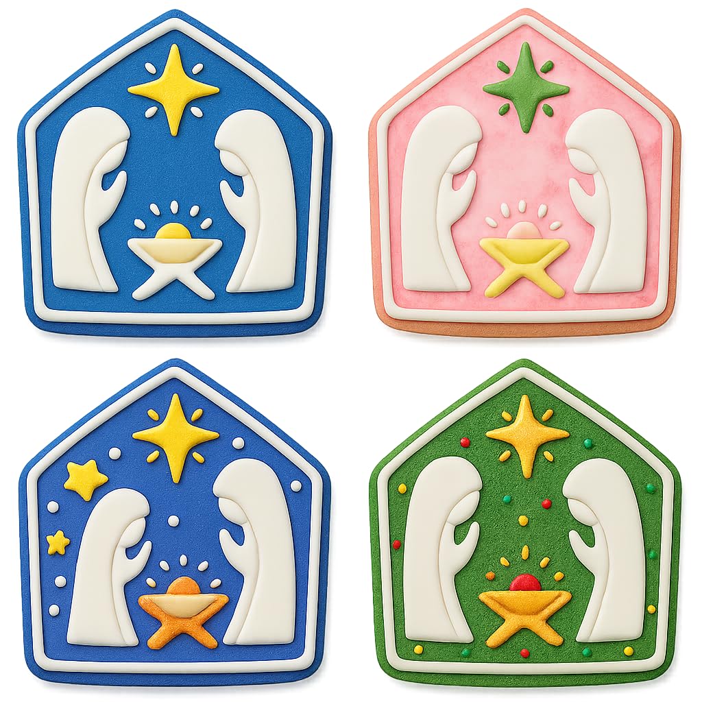 Nativity Scene Cookie Cutter - 4x3.8" Holiday Baking Fun Kitchen Tool