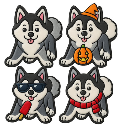 Playful Husky Cookie Cutter & Stamp 4x3.62" for Baking & Fondant Clay Embosser