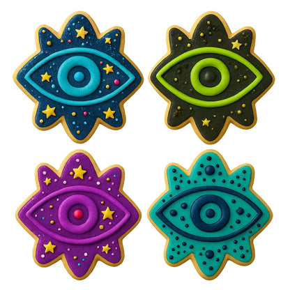 Mighty Gadget Evil Eye Cookie Cutter & Stamp - 4x3.2" Unique Charm for Spiritual Baking (Random Color)