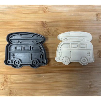 Surf Van Adventure Cookie Cutter & Stamp Kit - Perfect for Surfers, Beach Lovers, and Bakers (3x3.5")