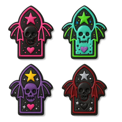 Mighty Gadget Gothic Skull with Wings Cookie Cutter & Stamp - 4x2.8" Edgy Design for Halloween Treats (Random Color)