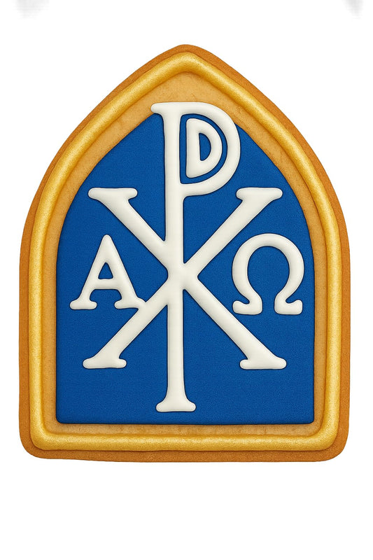 Chi-Rho Alpha Omega Cookie Cutter Style 2 - 4x3" Religious Baking Design