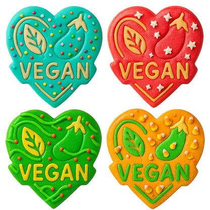 Mighty Gadget Leaf and Eggplant Heart Cookie Cutter & Stamp - 4x3.76" Unique Shape for Vegan Events (Random Color)