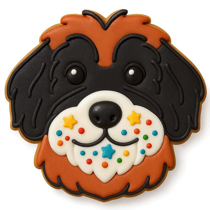 Mighty Gadget Bernedoodle Cookie Cutter and Stamp - 4x3.73", Detailed Doodle Dog Design for Fun Baking (Random Color)