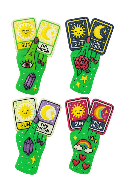 Tarot Hand with Sun & Moon Cards Cookie Cutter & Stamp 4x2.6" for Baking Clay