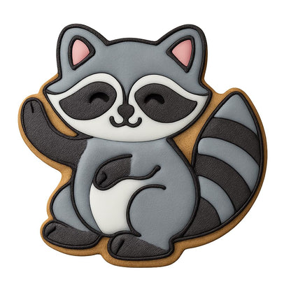 Playful Raccoon Cookie Cutter - 4x3.5" Creative Baking Fun Design