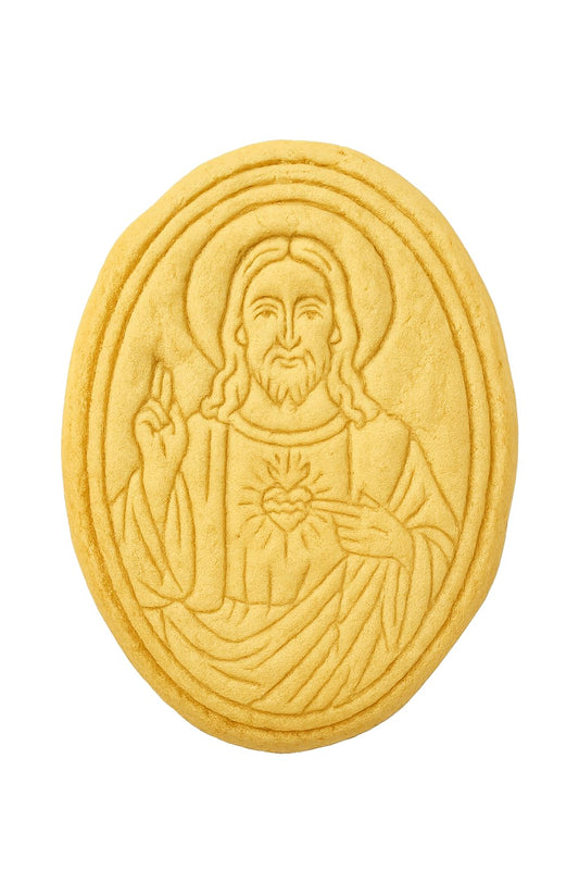 Mighty Gadget Holy Jesus Cookie Cutter & Stamp - 4x3" Blessed Image for Faith-Based Treats (Random Color)