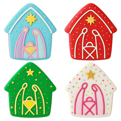 Mighty Gadget Nativity Scene Cookie Cutter & Stamp - 4x3.6" Festive Design for Christmas Baking (Random Color)