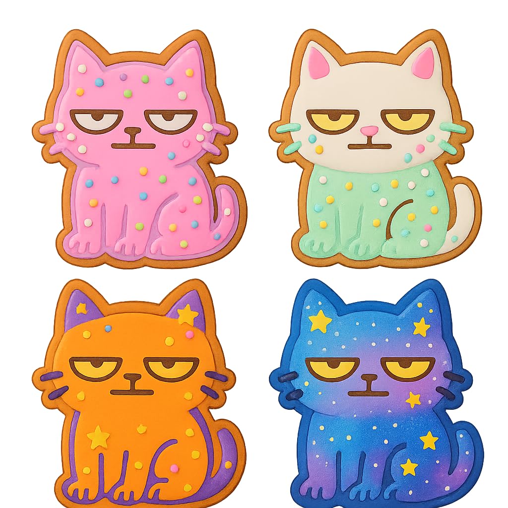 Mighty Gadget Meme Sleepy Feline Cookie Cutter & Stamp - 4x3.5" "Perfect for Parties" for Cat-Themed Events (Random Color)