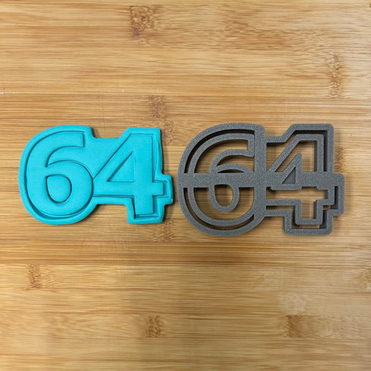 64 cookie cutter - Perfect for Milestone Celebrations (3x4.3") Made in the USA by Mighty Gadget