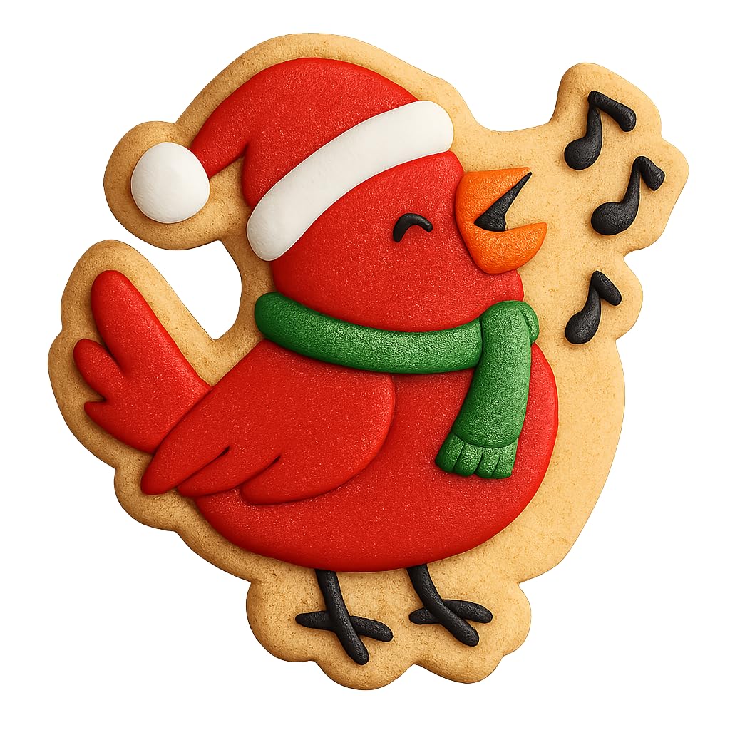 Caroling Cardinal Cookie Cutter - 4x3.4" Holiday Fun Kitchen Baking