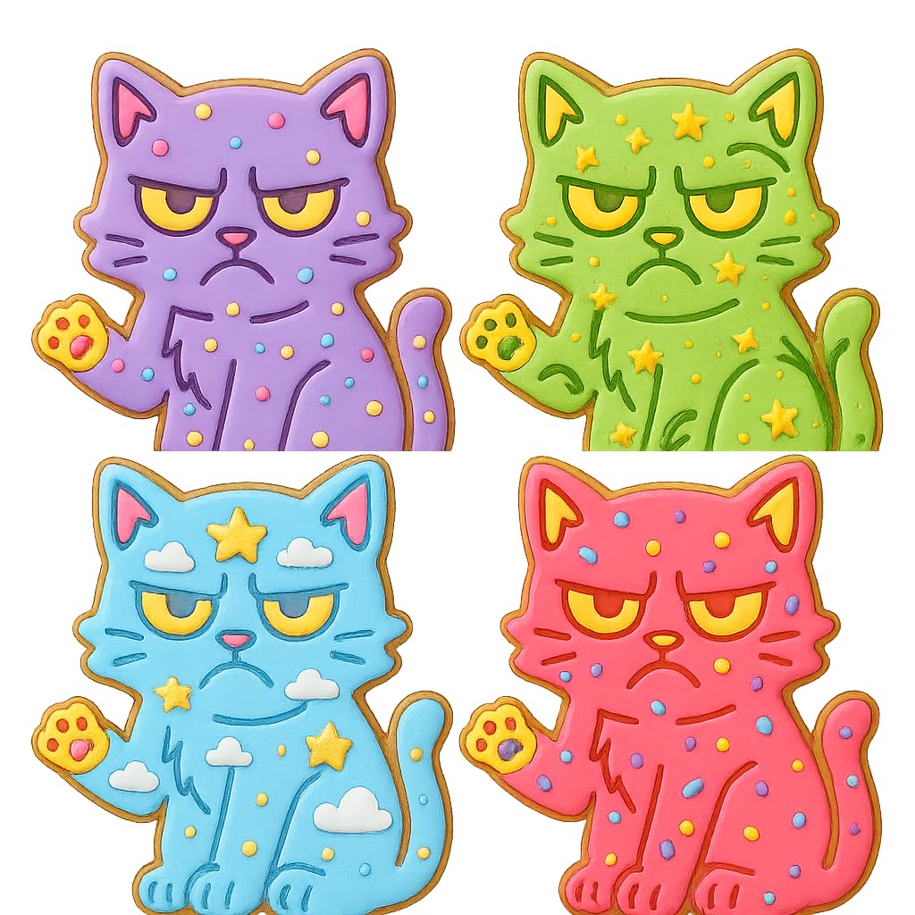 Mighty Gadget Street Cat Cookie Cutter & Stamp - 4x3.69" "Fun Shape" for Kids Baking (Random Color)