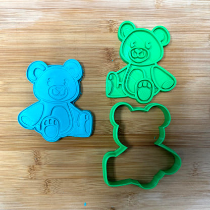 Adorable Teddy Bear Cookie Cutter & Stamp Set - 4" Tall (2 pieces set)