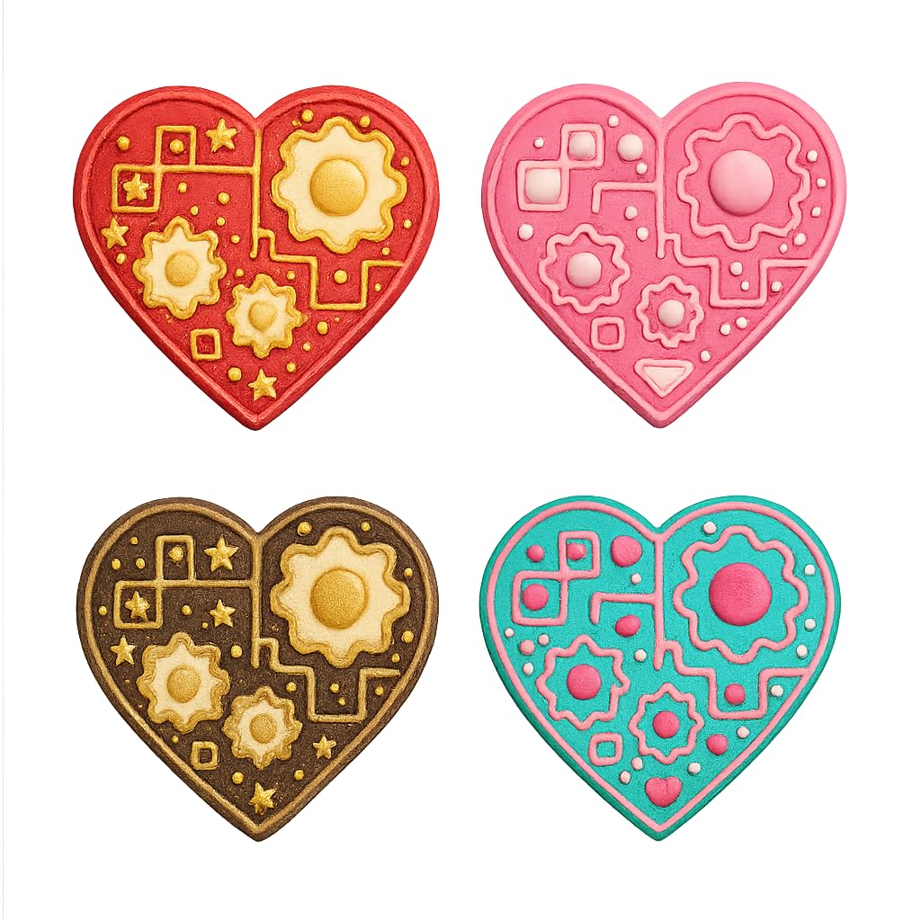 Steampunk Heart with Gears Cookie Cutter & Stamp 4x3.7" for Baking Fondant Clay