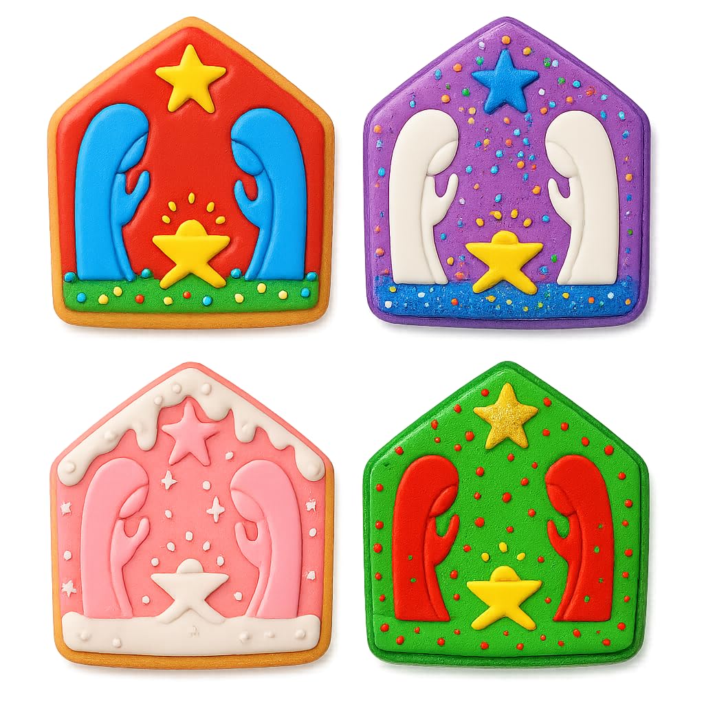 Nativity Scene Cookie Cutter - 4x3.8" Holiday Baking Fun Kitchen Tool