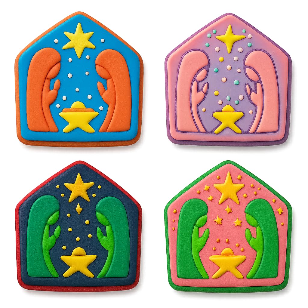 Nativity Scene Cookie Cutter - 4x3.8" Holiday Baking Fun Kitchen Tool