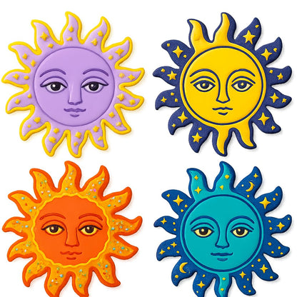 Mighty Gadget Celestial Sun Face Cookie Cutter & Stamp - 4x4" Radiant Design for Cosmic Baking (Random Color)