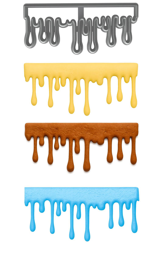 Mighty Gadget Dripping Shape Fondant Cutter (Style 2) 6x2.52" Cake Drip Border & Icing Edge Mold (Random Color)