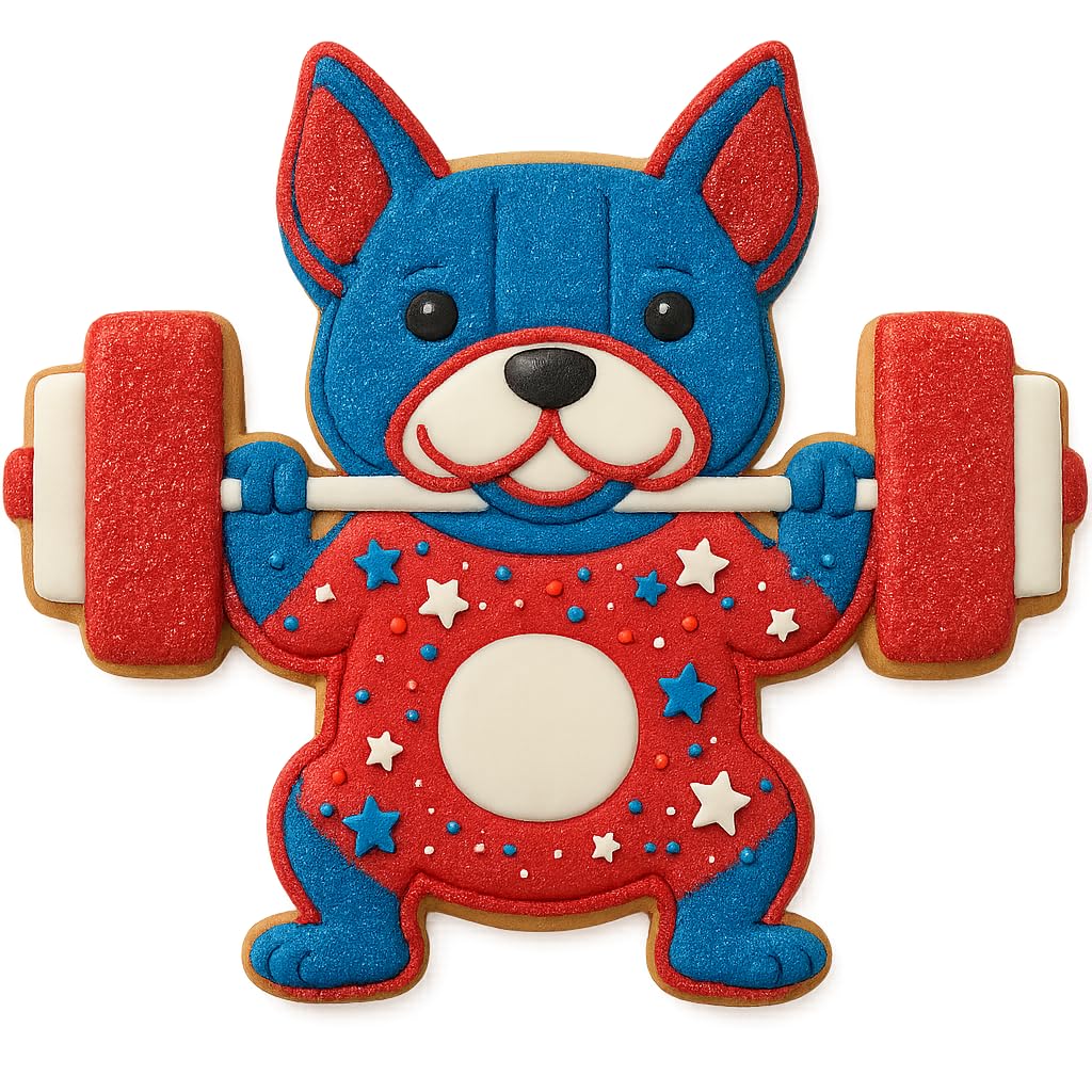 Bulldog Weightlifting Cookie Cutter & Stamp - 4x3.39", Fitness & Gym-Themed Baking Mold (Random Color)
