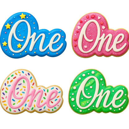 'One' Script Cookie Cutter & Stamp 4x2.5" for Baking & Fondant Clay Embosser