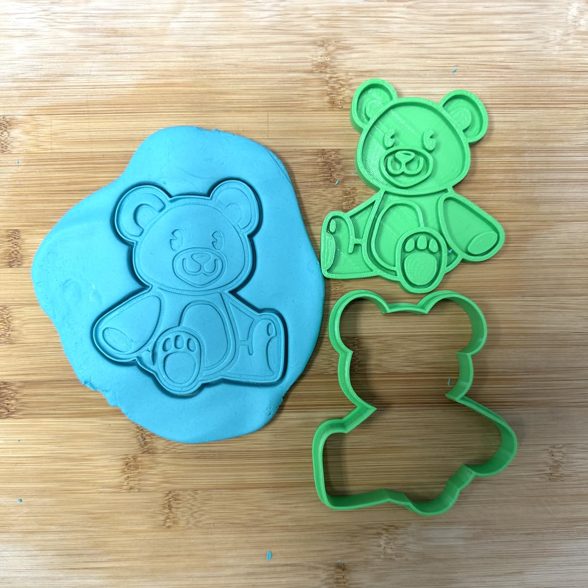 Adorable Teddy Bear Cookie Cutter & Stamp Set - 4" Tall (2 pieces set)