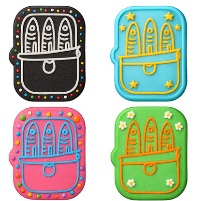 Mighty Gadget Sardine Can Cookie Cutter & Stamp - 4x2.9" Quirky Design for Nautical Baking (Random Color)
