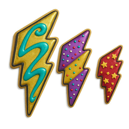 Mighty Gadget Lightning Bolt Cookie Cutter Set - 3 Sizes (4.5", 3.5", 2.5") - Thunderbolt Shape, Baking & Crafting
