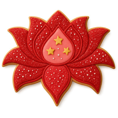 Detailed Lotus Blossom Cookie Cutter & Stamp - 4x3", Floral-Themed Baking & Fondant Tool
